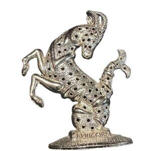 Capricorn Zodiac Metal Statue Silver Color 5” x 4” Astrology